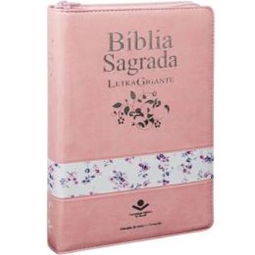 Imagem de BIBLIA SAGRADA LETRA GIGANTE COM ZIPER E INDICE - COURO SINTETICO ROSA