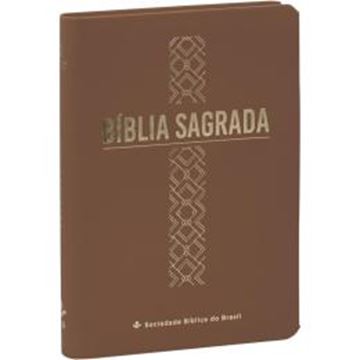 Imagem de BIBLIA LINHA OURO - CRUZ, CAPA CARAMELO, INDICE DIGITAL E BEIRA PINTADA