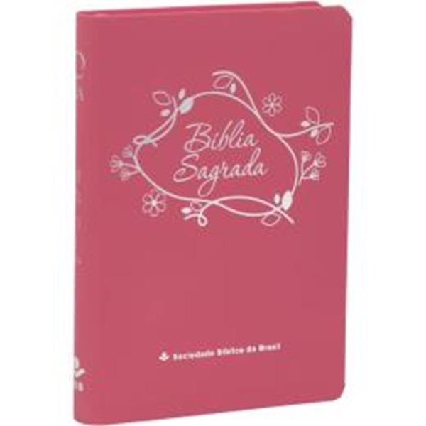 Picture of BIBLIA LINHA OURO - FLORES, LETRA GRANDE, CAPA PINK, INDICE IMPRESSO, BEIRA PINTADA