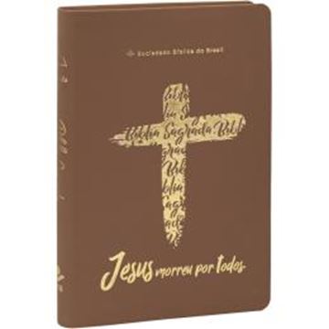 Imagem de BIBLIA LINHA OURO - JESUS, CAPA CARAMELO, INDICE DIGITAL E BEIRA PINTADA