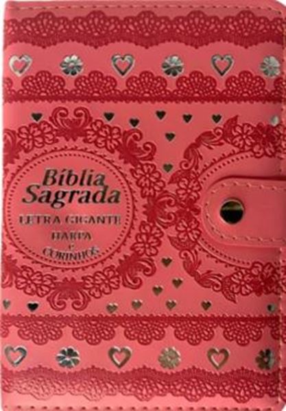 Picture of BIBLIA CAPA CARTEIRA PU LT GIGANTE COM HARPA - MOD. 02 ROSA