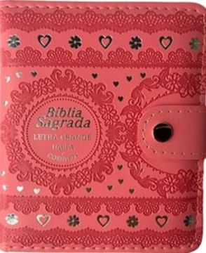 Imagem de BIBLIA CAPA CARTEIRA PU LT GRANDE COM HARPA - MOD. 02 ROSA