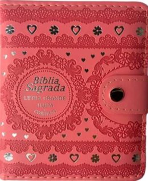 Picture of BIBLIA CAPA CARTEIRA PU LT GRANDE COM HARPA - MOD. 02 ROSA