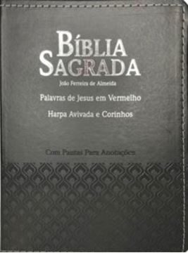 Imagem de BIBLIA COM PAUTAS PARA ANOTACOES PJV COM HARPA - PU PRETA