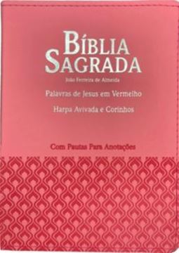 Imagem de BIBLIA COM PAUTAS PARA ANOTACOES PJV COM HARPA - PU ROSA
