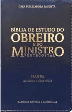 Imagem de BIBLIA DO OBREIRO E DO MINISTRO PENTECOSTAL ARC COM HARPA CAPA PU AZUL