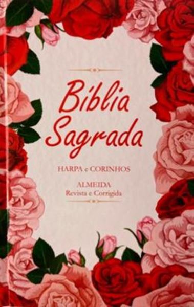 Picture of BIBLIA JOVEM CAPA DURA ARC HARPA E CORINHOS - MOD.07 - FLORAL ROSA