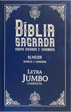 Imagem de BIBLIA JUMBO ARC COM HARPA E CORINHOS - CAPA DURA - COMPACTA - CLASSICA AZUL