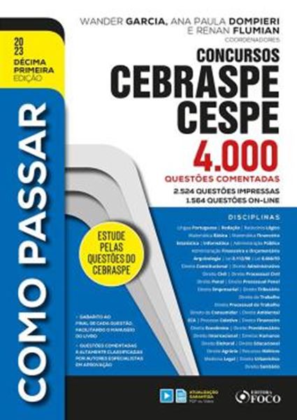 Picture of COMO PASSAR EM CONCURSOS CEBRASPE/CESPE - 4.000 QUESTOES COMENTADAS - 11ª ED