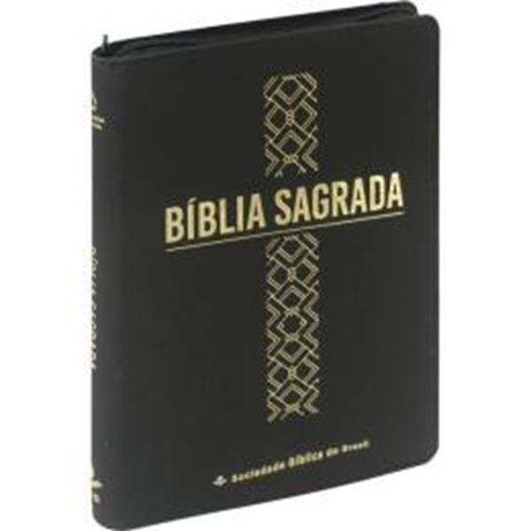 Picture of BIBLIA LINHA OURO - CRUZ, CAPA PRETA COM ZIPER