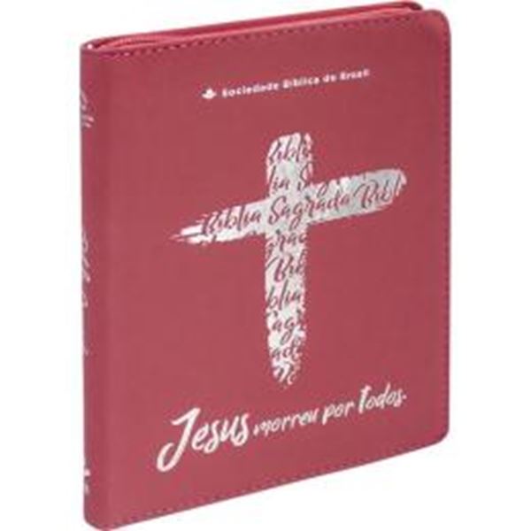 Picture of BIBLIA LINHA OURO - CRUZ, CAPA PINK COM ZIPER