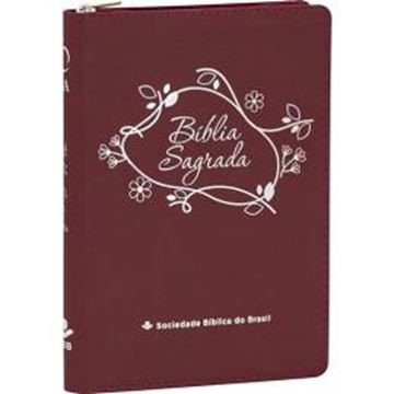 Imagem de BIBLIA LINHA OURO - FLORES, LETRA GRANDE, CAPA VEMELHA, INDICE IMPRESSO, BEIRA PINTADA E ZIPER