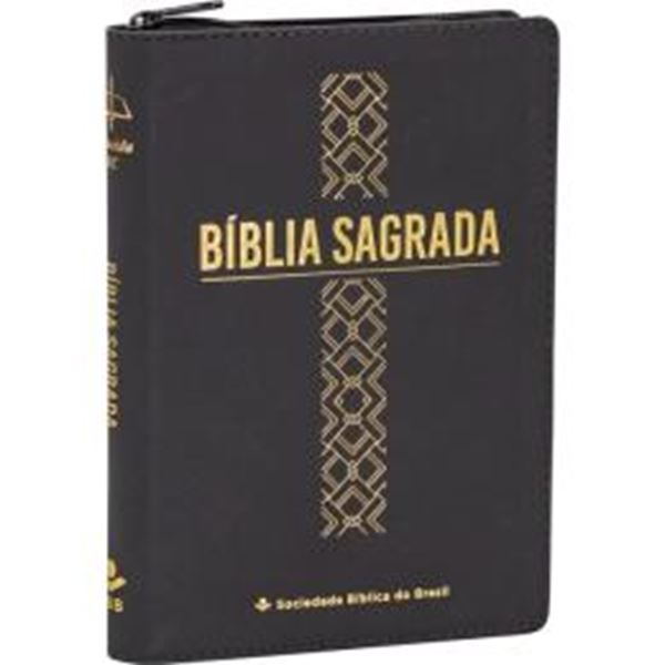 Picture of BIBLIA LINHA OURO - CRUZ, LETRA GRANDE, CAPA PRETA, INDICE IMPRESSO, BEIRA PINTADA E ZIPER - 4ª ED