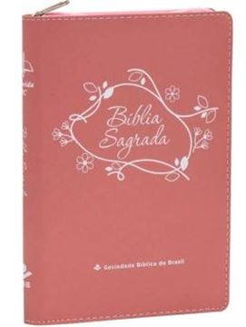 Imagem de BIBLIA LINHA OURO - FLORES, CAPA ROSA, INDICE DIGITAL, BEIRA PINTADA E ZIPER - 4ª ED