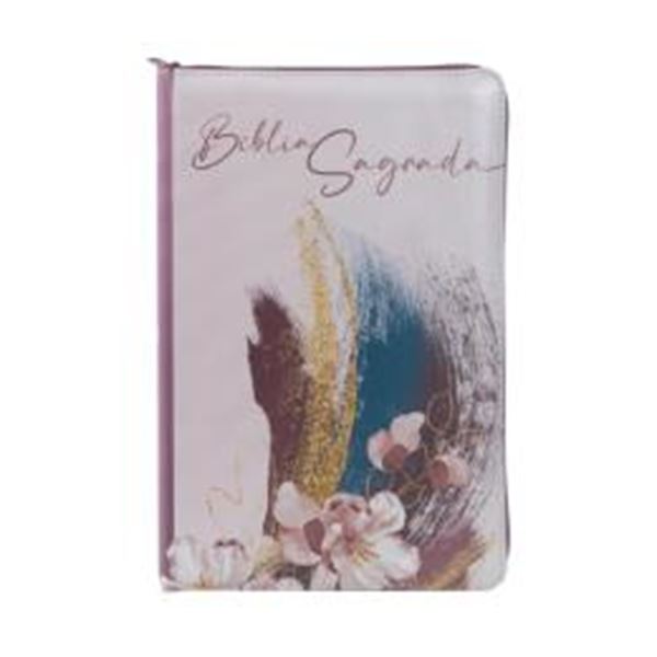 Picture of BIBLIA NVI, COURO SOFT, LETRAS DE JESUS EM VERMELHO, ROSA ACABAMENTO COM ZIPER