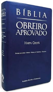 Imagem de BIBLIA OBREIRO APROVADO MEDIA LUXO HARPA CRISTA AZUL