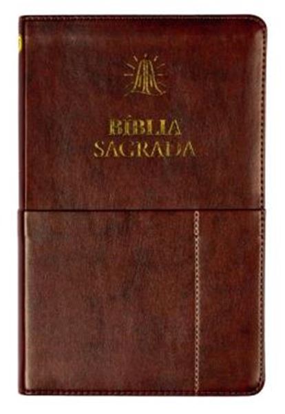 Picture of BIBLIA SAGRADA SLIM ACF, LUXO, COURO-SOFT , MARROM, COM BOLSO