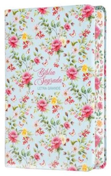 Picture of BIBLIA NVI LETRA GRANDE, COURO-SOFT COM TRILATERAL DECORADA, FLORES, MAXIMALISTA, LEITURA PERFEITA