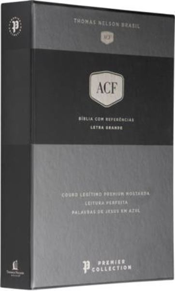 Picture of BIBLIA ACF, COURO LEGITIMO MOSTARDA, LETRA GRANDE, LEITURA PERFEITA, PREMIER COLLECTION | COM LETRAS DE JESUS EM AZUL E REFERENCIAS CRUZADAS