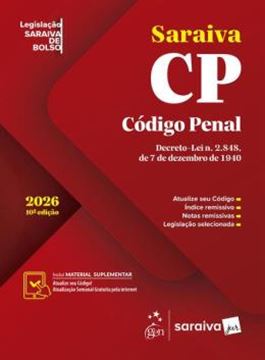 Imagem de COLECAO LEGISLACAO SARAIVA DE BOLSO - SARAIVA - CP - CODIGO PENAL - 10ª  ED 2026