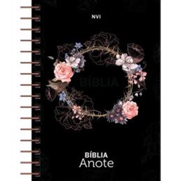 Imagem de BIBLIA ANOTE - FLORES PRETA - BIBLIA COM ESPACO DE ANOTACAO
